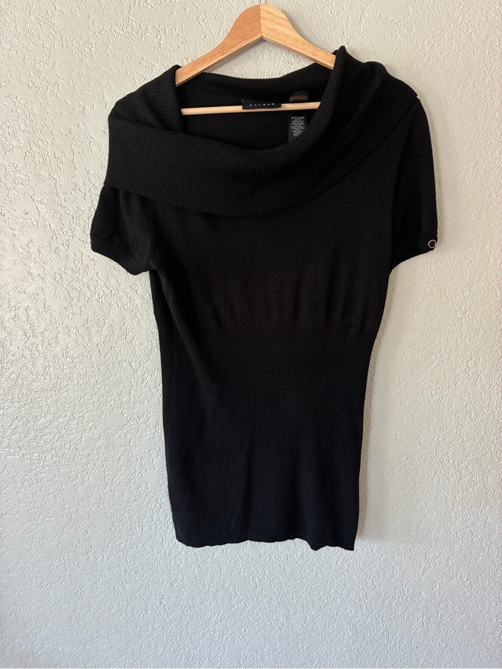 Axcess Black Short Sleeve Cowl Neck Sweater